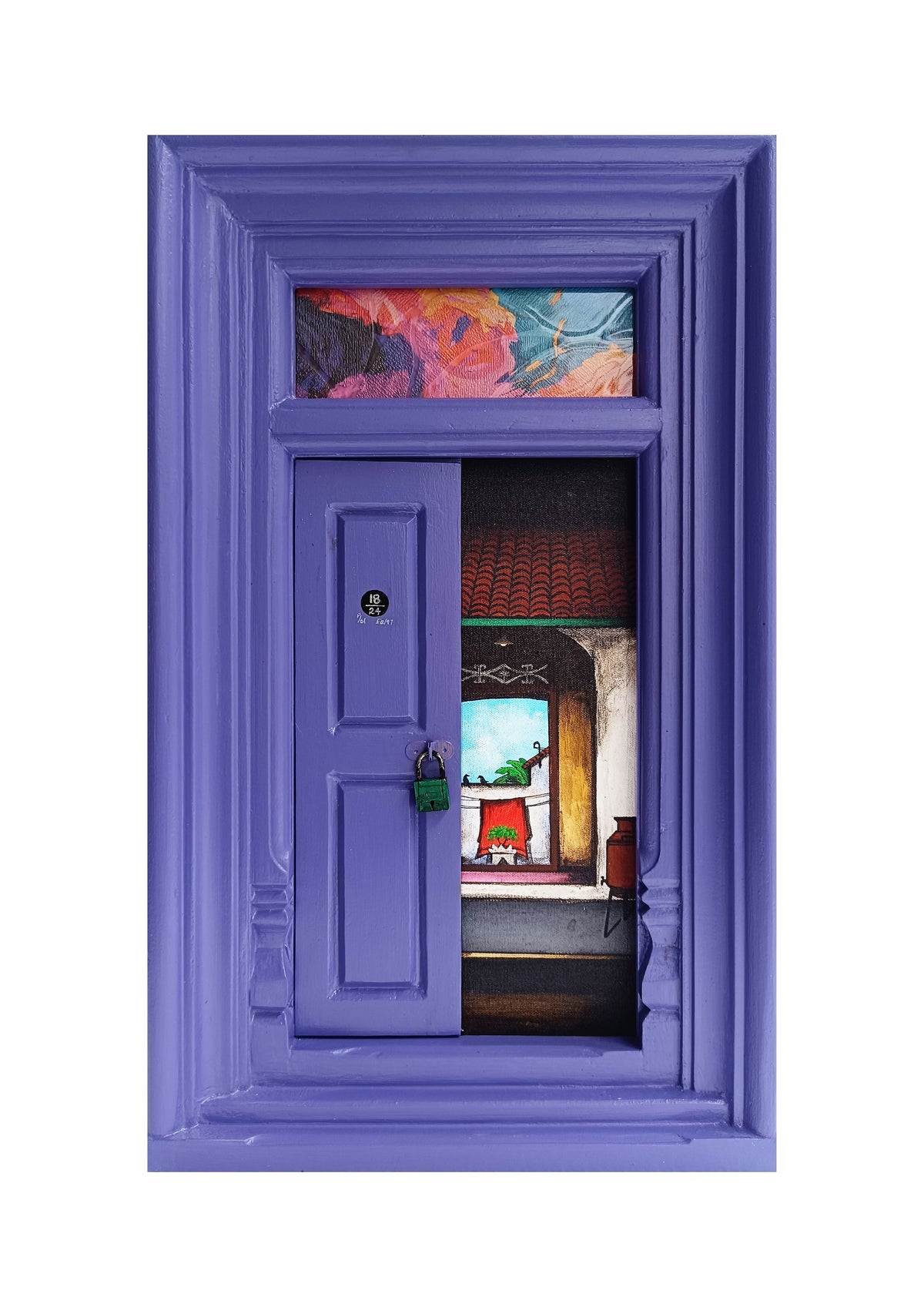 Wooden Door Series 1948 II – Violet Purple by K.R. Santhana Krishnan — mixed media on wood, Door 1948 series