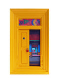 Wooden Door Series 1948 VI – Sunflower Yellow by K.R. Santhana Krishnan — mixed media on wood, Door 1948 series