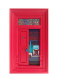 Wooden Door Series 1948 IV – Raspberry Red by K.R. Santhana Krishnan — mixed media on wood, Door 1948 series
