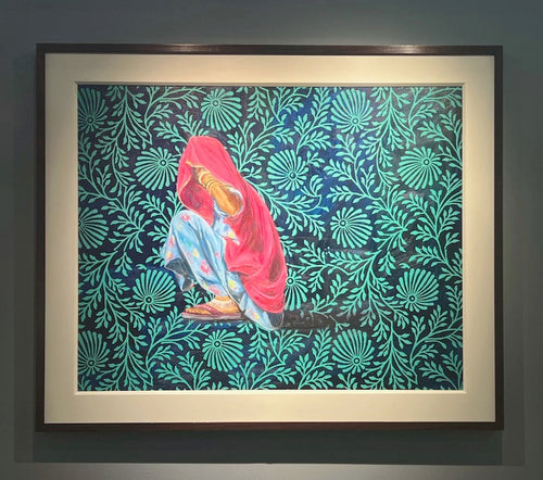 Let the Blossom Fall by Natasha Kumar — oil on board, framed