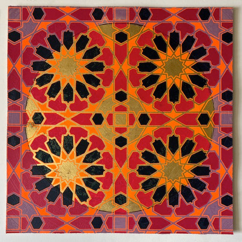 Girih Rasa I by Natasha Kumar — etching, monoprint and screenprint with 22 carat gold leaf, Rasa Girih series