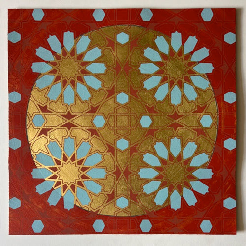 Girih Rasa II by Natasha Kumar — etching, monoprint and screenprint with 22 carat gold leaf, Rasa Girih series