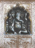Ganesha III by Natasha Kumar — hand drawn screenprint with silver leaf, Ganesha series